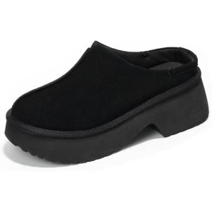 imageJohnna Cloud Clogs  Memory Foam Genuine Suede Slipon Mules NonSlip Sole  Comfortable Womens Shoes 2024Black