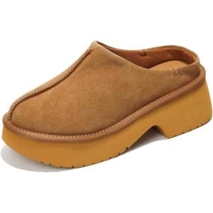 imageJohnna Cloud Clogs  Memory Foam Genuine Suede Slipon Mules NonSlip Sole  Comfortable Womens Shoes 2024Chestnut
