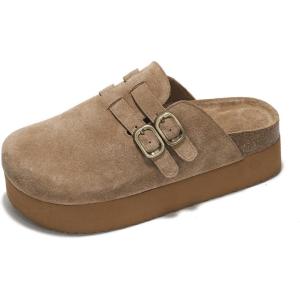 imageProject Cloud 100 Genuine Leather Clogs for Women  Wedge Womens Clogs Platform Slippers for Women  Memory Foam Womens Shoes  Mules for Women 2025  Heeled Womens Mules ampamp Clogs StephiChestnut
