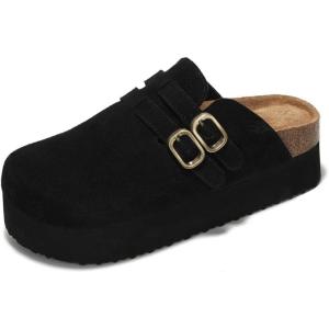 imageProject Cloud 100 Genuine Leather Clogs for Women  Wedge Womens Clogs Platform Slippers for Women  Memory Foam Womens Shoes  Mules for Women 2025  Heeled Womens Mules ampamp Clogs StephiBlack
