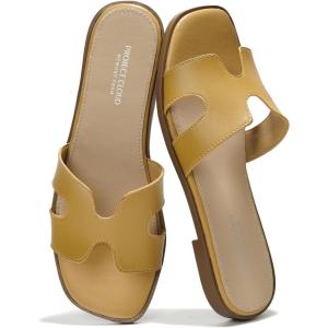 imageProject Cloud Fashion Flat Summer Sandals for Women 2025  Leather Womens Sandals Comfortable Memory Foam Slides for Women Footwear  Mules Womens Sandals  Walking Sandals Women JannelNude