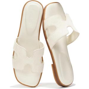imageProject Cloud Fashion Flat Summer Sandals for Women 2025  Leather Womens Sandals Comfortable Memory Foam Slides for Women Footwear  Mules Womens Sandals  Walking Sandals Women JannelBone