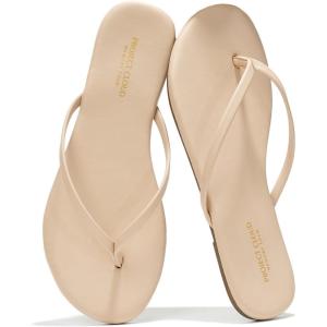 imageProject Cloud Flip flops for Women  Memory Foam Flats Slippers for Women 2025  Vegan Leather Women Slippers ampamp Womens Sandals Beach Essentials Slides for Women Footwear FoundationsBeige
