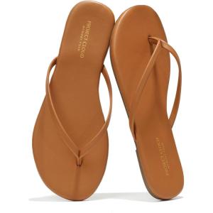 imageProject Cloud Flip flops for Women  Memory Foam Flats Slippers for Women 2025  Vegan Leather Women Slippers ampamp Womens Sandals Beach Essentials Slides for Women Footwear FoundationsCognac