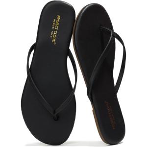imageProject Cloud Flip flops for Women  Memory Foam Flats Slippers for Women 2025  Vegan Leather Women Slippers ampamp Womens Sandals Beach Essentials Slides for Women Footwear FoundationsBlack