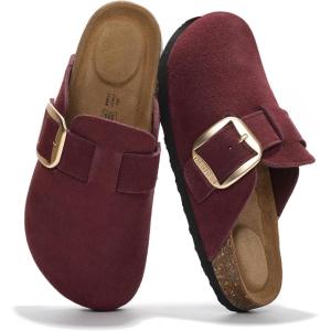 imageProject Cloud Genuine Leather Clogs for Women Shoes  Memory Foam Insole Womens Clogs  NonSlip Womens Clogs and Mules  Cork Footbed Arch Support Fall Shoes for Women 2025 ManchesterBurgundy