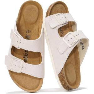 imageProject Cloud Genuine Leather Flat Sandals Beach Essentials Womens Sandals Memory Foam Vacation Essentials Slides for Women Footwear VenitaCream