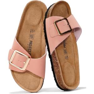 imageProject Cloud Genuine Leather Sandals Women Dressy Summer Beach Essentials  Flip Flops ampamp Slides with Memory Foam Insole Womens Sandals Comfortable FootwearCoral