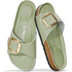 imageProject Cloud Genuine Leather Sandals Women Dressy Summer Beach Essentials  Flip Flops ampamp Slides with Memory Foam Insole Womens Sandals Comfortable FootwearPistachio