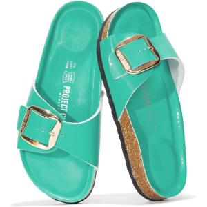 imageProject Cloud Genuine Leather Sandals Women Dressy Summer Beach Essentials  Flip Flops ampamp Slides with Memory Foam Insole Womens Sandals Comfortable FootwearAqua