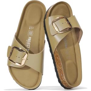 imageProject Cloud Genuine Leather Sandals Women Dressy Summer Beach Essentials  Flip Flops ampamp Slides with Memory Foam Insole Womens Sandals Comfortable FootwearMoss