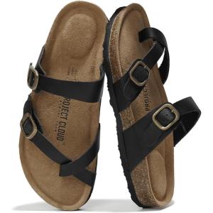 imageProject Cloud Genuine Leather Womens Sandals  Comfortable Cork Footbed Slides with Memory Foam Beach Essential Summer Sandals For Women 2025 LianBlack