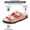 imageProject Cloud Genuine Leather Flat Sandals Comfortable Beach Essentials Womens Sandals Memory Foam Vacation Essentials Slides for Women Footwear SantoriniPink Patent