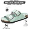 imageProject Cloud Genuine Leather Flat Sandals Comfortable Beach Essentials Womens Sandals Memory Foam Vacation Essentials Slides for Women Footwear SantoriniAqua
