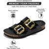 imageProject Cloud Genuine Leather Flat Sandals Comfortable Beach Essentials Womens Sandals Memory Foam Vacation Essentials Slides for Women Footwear SantoriniBlack Patent