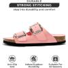 imageProject Cloud Genuine Leather Flat Sandals Comfortable Beach Essentials Womens Sandals Memory Foam Vacation Essentials Slides for Women Footwear SantoriniPink Patent