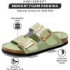 imageProject Cloud Genuine Leather Flat Sandals Comfortable Beach Essentials Womens Sandals Memory Foam Vacation Essentials Slides for Women Footwear SantoriniPistachio
