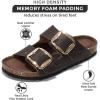 imageProject Cloud Genuine Leather Flat Sandals Comfortable Beach Essentials Womens Sandals Memory Foam Vacation Essentials Slides for Women Footwear SantoriniChocolate