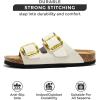 imageProject Cloud Genuine Leather Flat Sandals Comfortable Beach Essentials Womens Sandals Memory Foam Vacation Essentials Slides for Women Footwear SantoriniWhite Leather