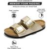 imageProject Cloud Genuine Leather Flat Sandals Comfortable Beach Essentials Womens Sandals Memory Foam Vacation Essentials Slides for Women Footwear SantoriniRosegold