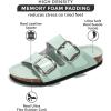 imageProject Cloud Genuine Leather Flat Sandals Comfortable Beach Essentials Womens Sandals Memory Foam Vacation Essentials Slides for Women Footwear SantoriniBlue Patent