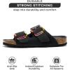 imageProject Cloud Genuine Leather Flat Sandals Comfortable Beach Essentials Womens Sandals Memory Foam Vacation Essentials Slides for Women Footwear SantoriniBlack Matte