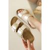 imageProject Cloud Genuine Leather Flat Sandals Comfortable Beach Essentials Womens Sandals Memory Foam Vacation Essentials Slides for Women Footwear SantoriniRosegold