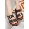 imageProject Cloud Genuine Leather Flat Sandals Comfortable Beach Essentials Womens Sandals Memory Foam Vacation Essentials Slides for Women Footwear SantoriniChocolate
