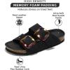 imageProject Cloud Genuine Leather Flat Sandals Comfortable Beach Essentials Womens Sandals Memory Foam Vacation Essentials Slides for Women Footwear SantoriniBlack Matte