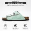 imageProject Cloud Genuine Leather Flat Sandals Comfortable Beach Essentials Womens Sandals Memory Foam Vacation Essentials Slides for Women Footwear SantoriniAqua