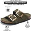 imageProject Cloud Genuine Leather Flat Sandals Comfortable Beach Essentials Womens Sandals Memory Foam Vacation Essentials Slides for Women Footwear SantoriniOlive