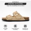 imageProject Cloud Genuine Leather Flat Sandals Comfortable Beach Essentials Womens Sandals Memory Foam Vacation Essentials Slides for Women Footwear SantoriniCamel