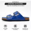 imageProject Cloud Genuine Leather Flat Sandals Comfortable Beach Essentials Womens Sandals Memory Foam Vacation Essentials Slides for Women Footwear SantoriniCobalt