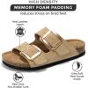imageProject Cloud Genuine Leather Flat Sandals Comfortable Beach Essentials Womens Sandals Memory Foam Vacation Essentials Slides for Women Footwear SantoriniCamel
