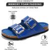 imageProject Cloud Genuine Leather Flat Sandals Comfortable Beach Essentials Womens Sandals Memory Foam Vacation Essentials Slides for Women Footwear SantoriniCobalt