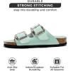 imageProject Cloud Genuine Leather Flat Sandals Comfortable Beach Essentials Womens Sandals Memory Foam Vacation Essentials Slides for Women Footwear SantoriniBlue Patent