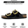 imageProject Cloud Genuine Leather Flat Sandals Comfortable Beach Essentials Womens Sandals Memory Foam Vacation Essentials Slides for Women Footwear SantoriniBlack Patent