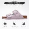 imageProject Cloud Genuine Leather Flat Sandals Comfortable Beach Essentials Womens Sandals Memory Foam Vacation Essentials Slides for Women Footwear SantoriniPurple
