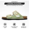 imageProject Cloud Genuine Leather Flat Sandals Comfortable Beach Essentials Womens Sandals Memory Foam Vacation Essentials Slides for Women Footwear SantoriniPistachio