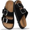 imageProject Cloud 100 Genuine Leather Slides for Women Platform Sandals Women Comfortable Summer Sandals Memory foam Insole Womens Slides with Straps  Casual Wear Womens Sandals SharlBlack