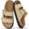 imageProject Cloud 100 Genuine Leather Slides for Women Platform Sandals Women Comfortable Summer Sandals Memory foam Insole Womens Slides with Straps  Casual Wear Womens Sandals SharlBeige