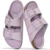 imageProject Cloud Genuine Leather Flat Sandals Comfortable Beach Essentials Womens Sandals Memory Foam Vacation Essentials Slides for Women Footwear SantoriniPurple