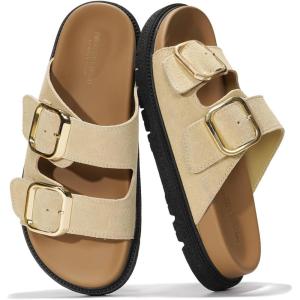 imageProject Cloud 100 Genuine Leather Slides for Women Platform Sandals Women Comfortable Summer Sandals Memory foam Insole Womens Slides with Straps  Casual Wear Womens Sandals SharlBeige