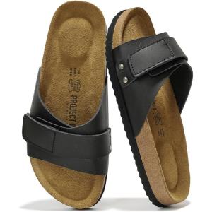 imageProject Cloud 100 Genuine Leather Womens Sandals  Memory Foam Sandals Women Vacation Essentials Adjustable Straps Slippers for Women Footwear  Nonslip Sandals for women 2025 WrenBlack