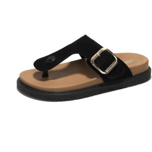 imageProject Cloud 100 Genuine Suede Upper Platform Sandals Women Summer Dress Slippers Women Fashion Thong Womens Sandals Memory Foam Vegan Insoles Womens Fashion Beach Essentials FreidaBlack