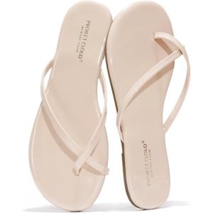 imageProject Cloud Flip Flops for Women Footwear  Memory Foam and Lightweight Beach Essentials Flat Slippers  Comfortable NonSlip Summer Sandals for Women 2025 EmotionBeige Patent