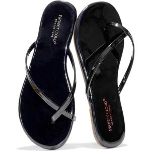 imageProject Cloud Flip Flops for Women Footwear  Memory Foam and Lightweight Beach Essentials Flat Slippers  Comfortable NonSlip Summer Sandals for Women 2025 EmotionBlack Patent