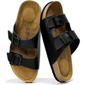 imageProject Cloud Genuine Leather Mens Sandals with Memory Foam  Men Footwear ampamp Slides with Cork Footbed  Flip Flops with Straps  NonSlip Sandals ArizonaBlack Leather