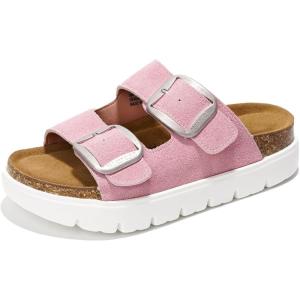 imageProject Cloud Genuine Leather Platform Sandals Women Footwear  Wedge Chunky Sandals Womens sandals with Memory Foam Insole and Cork Footbed Greece ChunkyMauve Suede