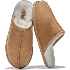 imageProject Cloud Mens House Slippers 100 Genuine Sheepskin Upper  Memory Foam Mens Scuff Slippers with Dyed Sheep Fur Slippers for Men  NonSlip Fluffy Slippers ampamp Fall Slippers ColinChestnut